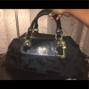 Extra large black monogram Coach satchel